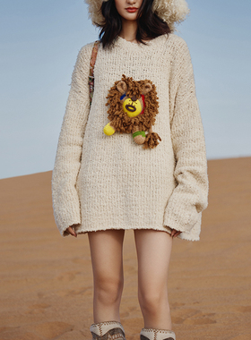 ANGEL CHEN22AW新 陈安琪手勾狮子骆驼绒针织毛衣