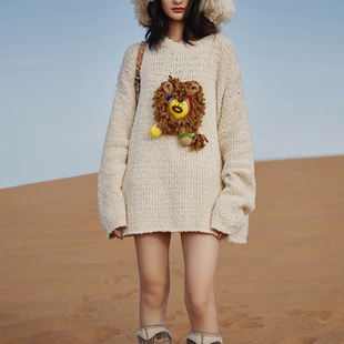 ANGEL 陈安琪手勾狮子骆驼绒针织毛衣 CHEN22AW新