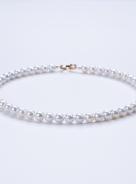 爱迪生珍珠银S925白色珍珠项链7.3-8.5mmHLS