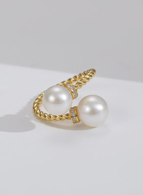 【】爱迪生珍珠银S925白色珍珠戒指8-9mmHLS