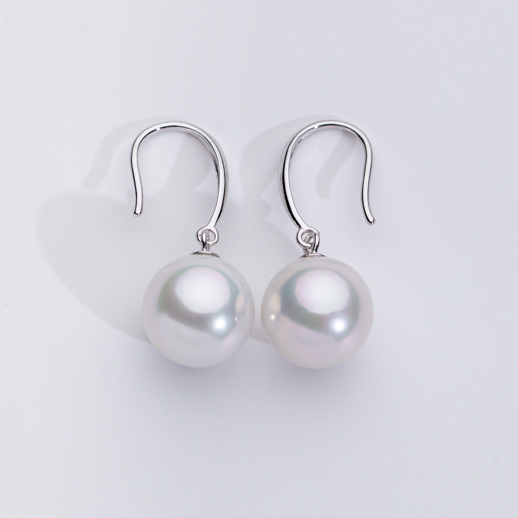 爱迪生珍珠天然珍珠耳钩银S925白色珍珠耳饰10-11mm正品简约女