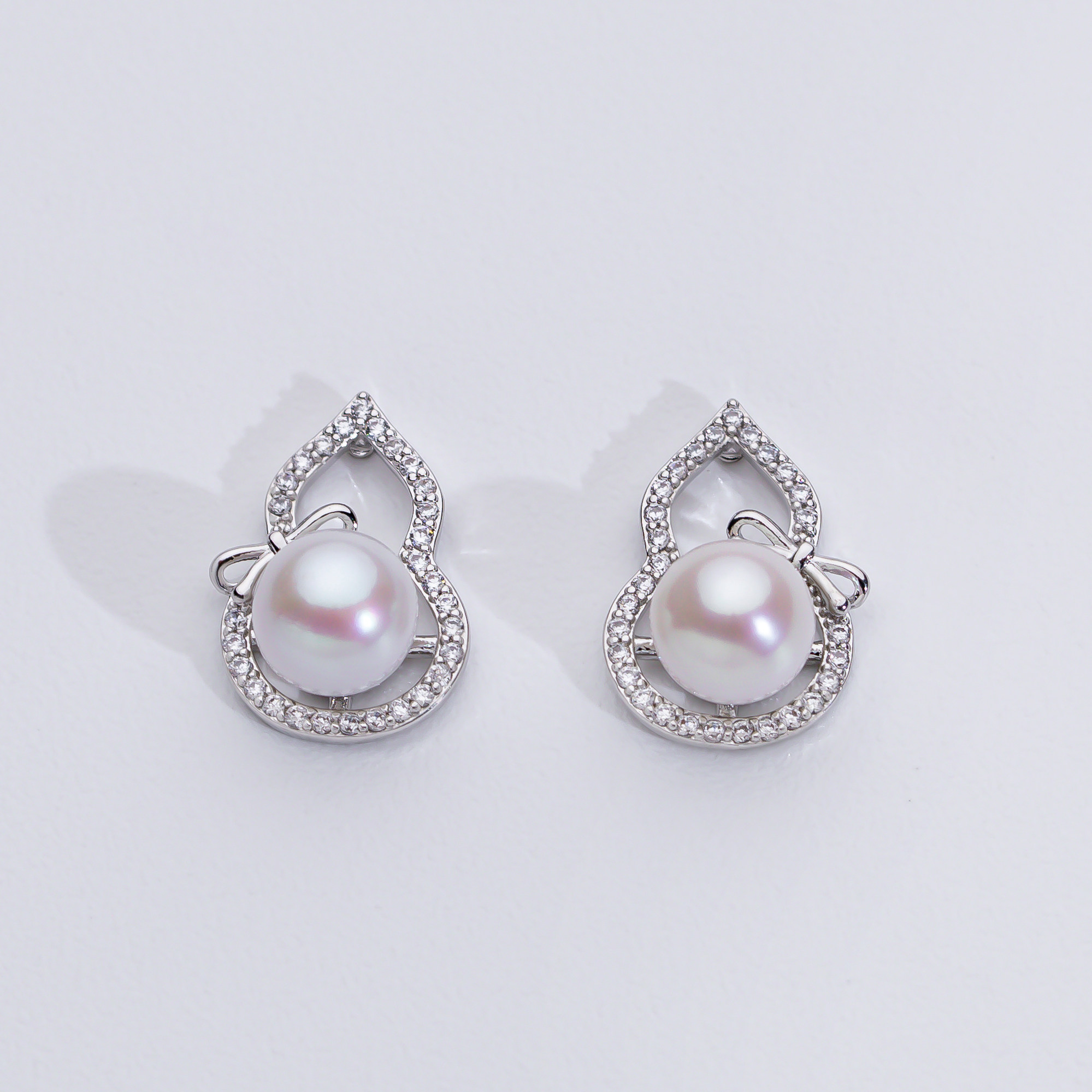 爱迪生珍珠时尚简约天然珍珠耳钉银S925淡水珍珠耳钉7-8mm耳饰