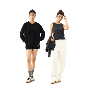 两件套女纯色外套套装 上衣简约内搭背心毛织开衫 春季 11E