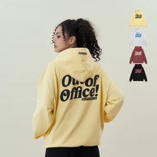 潮牌秋冬男女同款 11E office印花套头连帽卫衣美式 宽松 out