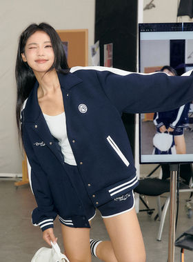 11E “选手”航海系老钱风空气层翻领刺绣logo棒球服外套男女同款