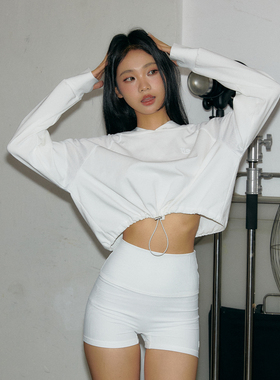 11E 秋季防晒休闲长袖套头连帽卫衣美式纯色百搭运动抽绳收束外套