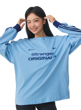 11E “选手”新疆棉撞色条纹长袖T恤休闲宽松圆领上衣男女同款