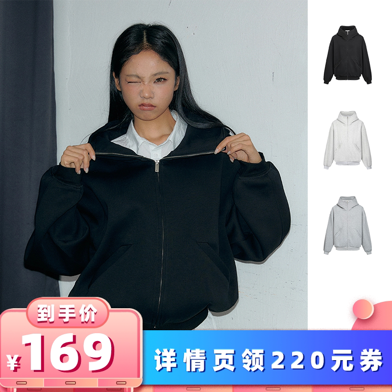 【所有女生的衣橱直播间】11ESTRANGER- 廓形硬挺连帽拉链卫衣