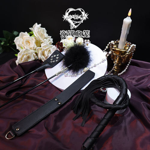 黑色禁欲皮鞭sp小圈工具套装马鞭散鞭羽毛双头皮拍子工具四件套