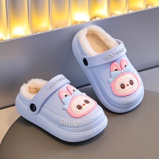 拉布布冬季儿童棉拖鞋女童厚底防水可拆洗亲子小中大童宝宝棉拖鞋