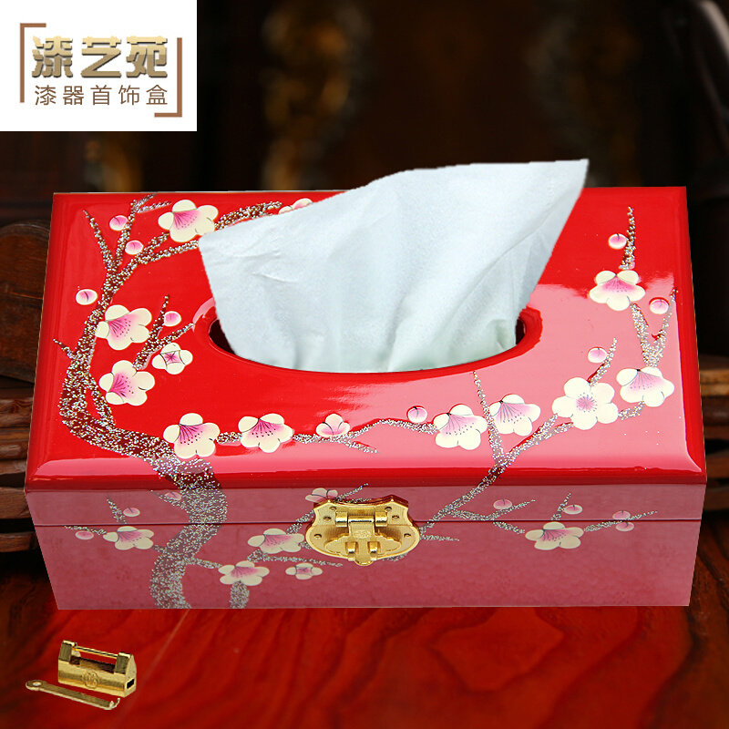 漆器纸巾盒木f制推光o漆器 抽纸盒 餐巾盒中式仿古装饰餐巾盒