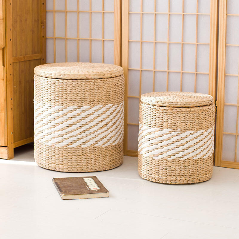 圆形收纳凳储物凳子实x木换鞋凳田园简约收纳凳收纳箱沙发凳