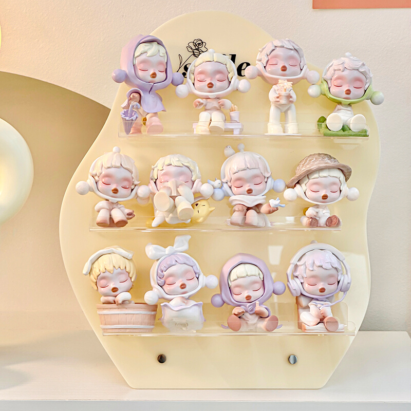 亚克力盲盒收纳展示架泡泡玛特手办盒小摆件陈列架立X牌阶梯置物