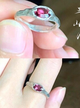 新款苏新皓同款切面红石尾戒戒指轻奢高级感开口可调节指环礼物