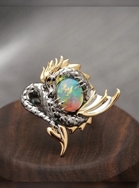 守护者巨龙戒指立体浮雕潮流霸气小众高级设计感个性独特尾戒配饰