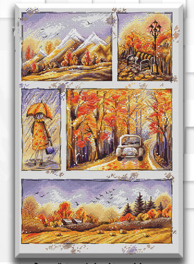 公主绣铺DMC自配套件纯棉线精准印花套件230202秋天的景色