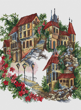 公主绣铺DMC自配套件纯棉线精准印花套件201004布拉格街道