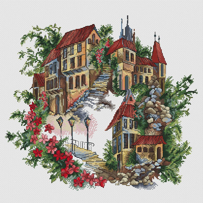 公主绣铺DMC自配套件纯棉线精准印花套件201004布拉格街道