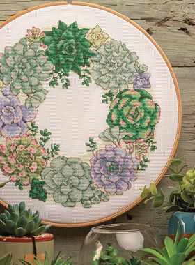 公主绣铺DMC自配套件纯棉线精准印花套件220223多肉花环