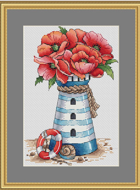 公主绣铺DMC自配套件纯棉线精准印花套件211028虞美人花瓶