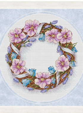 公主绣铺DMC自配套件纯棉线精准印花套件211118桃花花环