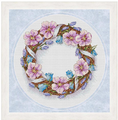 公主绣铺DMC自配套件纯棉线精准印花套件211118桃花花环