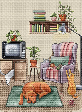 公主绣铺DMC十字绣自配套件纯棉线精准印花231008手工屋猫咪小狗A