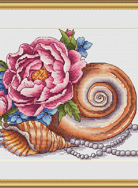 公主绣铺DMC自配套件纯棉线精准印花套件210501海螺牡丹珍珠项链