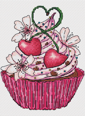 公主绣铺DMC自配套件纯棉线精准印花套件200512水果蛋糕-樱桃
