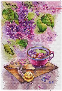 公主绣铺DMC自配套件纯棉线精准印花套件230513丁香花花茶