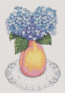 公主绣铺DMC自配套件纯棉线精准印花套件220723蓝色绣球花