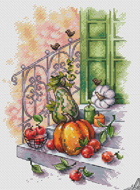 公主绣铺DMC自配套件纯棉线精准印花套件201104台阶上的南瓜