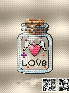 公主绣铺DMC自配套件纯棉线精准印花套件200428小瓶子爱心