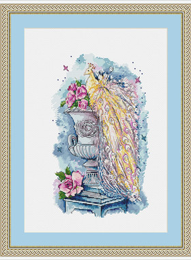 公主绣铺DMC自配套件纯棉线精准印花套件201002玫瑰花孔雀