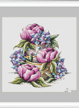 公主绣铺DMC自配套件纯棉线精准印花套件220236杯子花朵