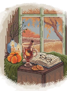 公主绣铺DMC自配套件纯棉线精准印花套件230707窗口风景秋季