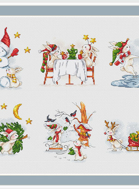 公主绣铺DMC自配套件纯棉线精准印花套件220103圣诞小兔子