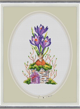 公主绣铺DMC自配套件纯棉线精准印花套件220402兰花花盆花篮