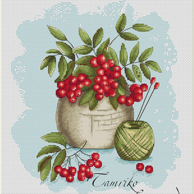 公主绣铺DMC自配套件纯棉线精准印花套件201039红色果子毛线球