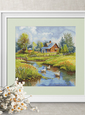 公主绣铺DMC自配十字绣纯棉线精准印花套件送saga240106河流花园