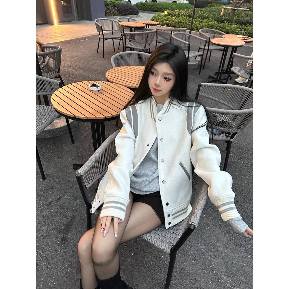 棒球服短外套女小个子2025早秋冬新款高级感美式休闲加厚卫衣夹克