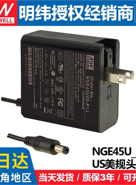 明纬NGE45U/45I-P1J医疗挂壁电源适配器45W 5/9/12/15/18/24/48V
