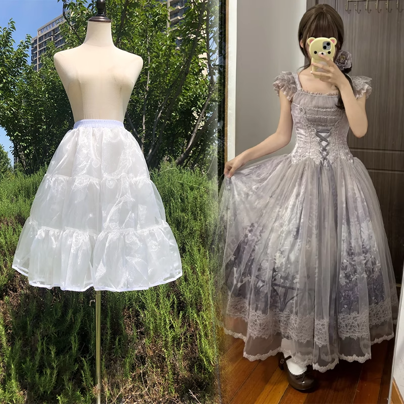 lolita裙撑无骨软纱中长款日常暴力无骨撑延长裙撑COS洛丽塔汉服