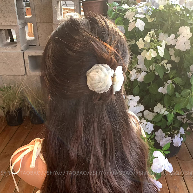 2026新款中式山茶花后脑勺抓夹