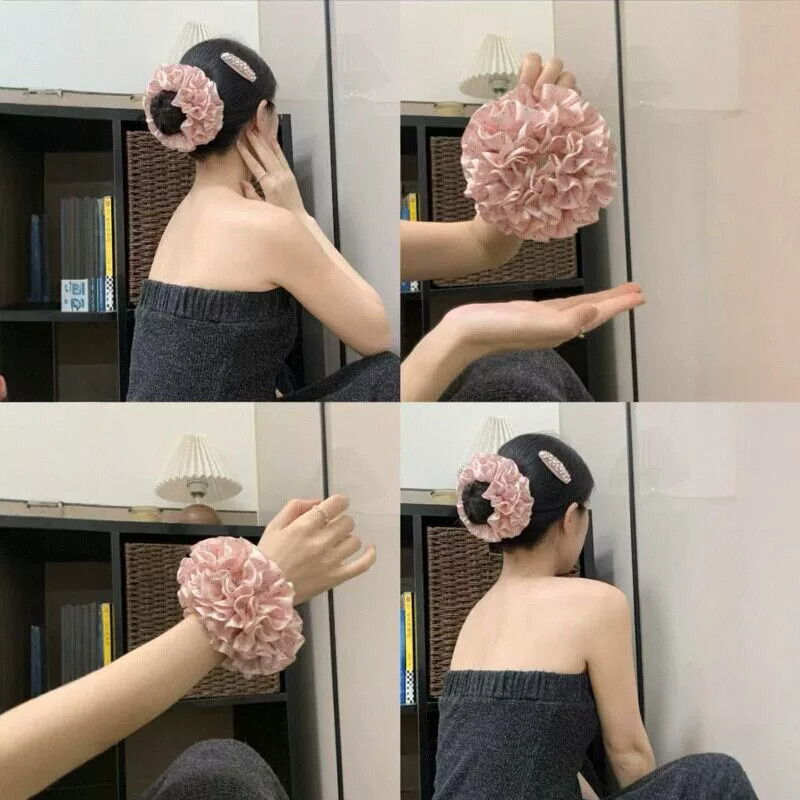 温柔缎面波点绣球大肠发圈