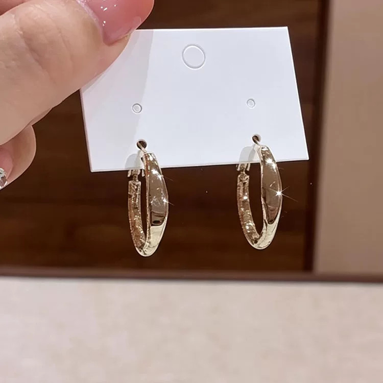 极简风咖金色素圈百搭耳环女