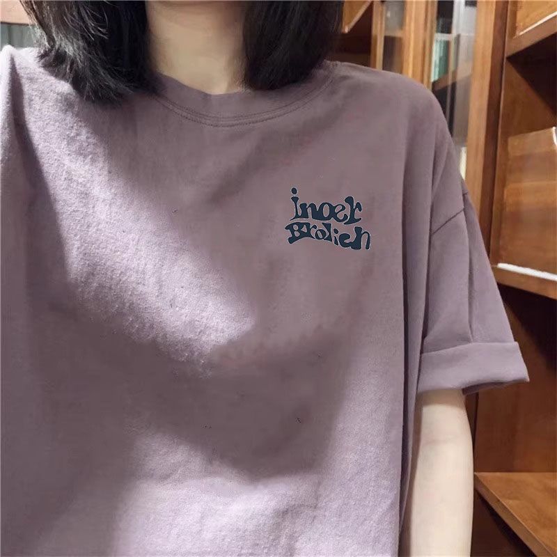 新款纯棉短袖t恤女时尚百搭洋气白色上衣韩版潮牌字母印花中长款