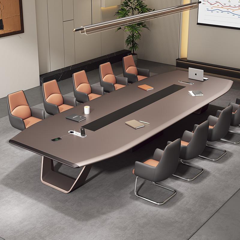 办公会议桌长桌轻奢高级感大型加厚会议室桌椅组合现代简约长条桌