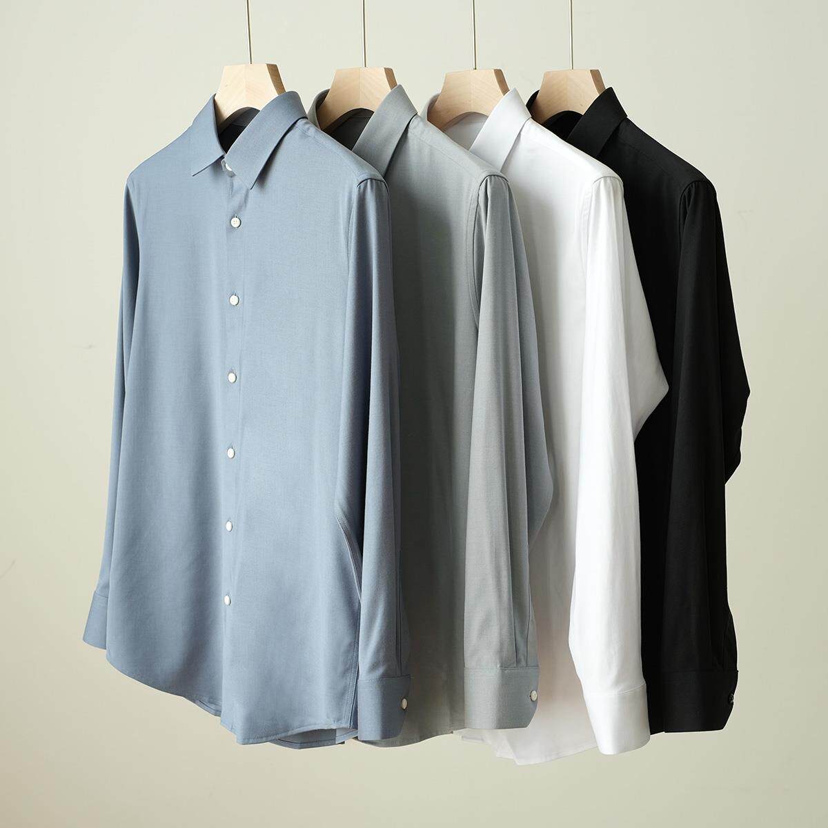 抗皱免打理 莫代尔羊毛男士通勤衬衫商务正装大码衬衣 春秋款男装