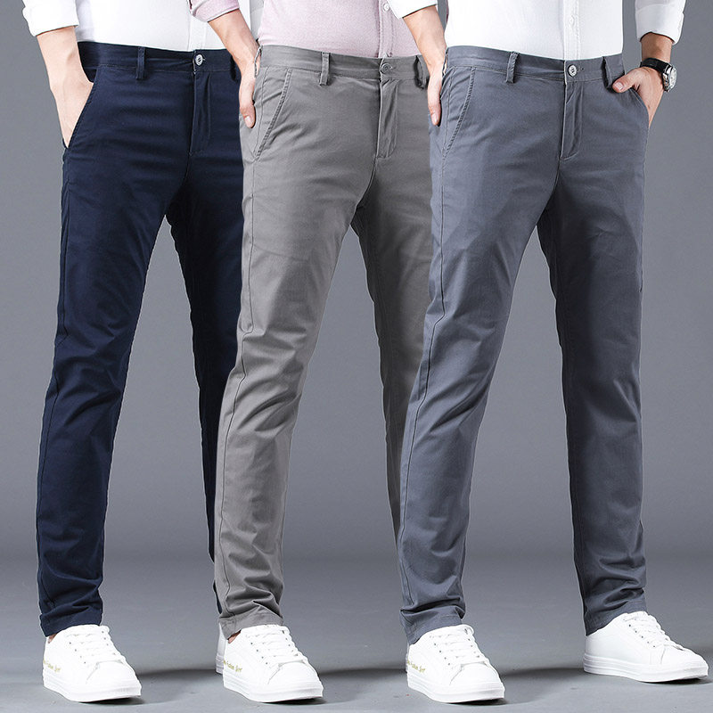 夏季休闲裤男商务纯棉男裤弹力修身男士裤子2025新款直筒男装西裤
